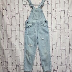 Vintage Y2K OshKosh B'gosh Kids Denim Overalls Light Wash Distressed Sz 7 School